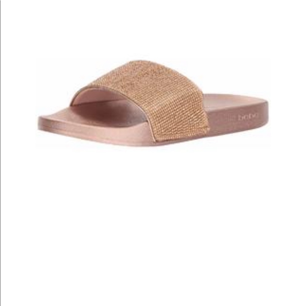 NIB Bebe Fonda Rose Gold Slides Sandals